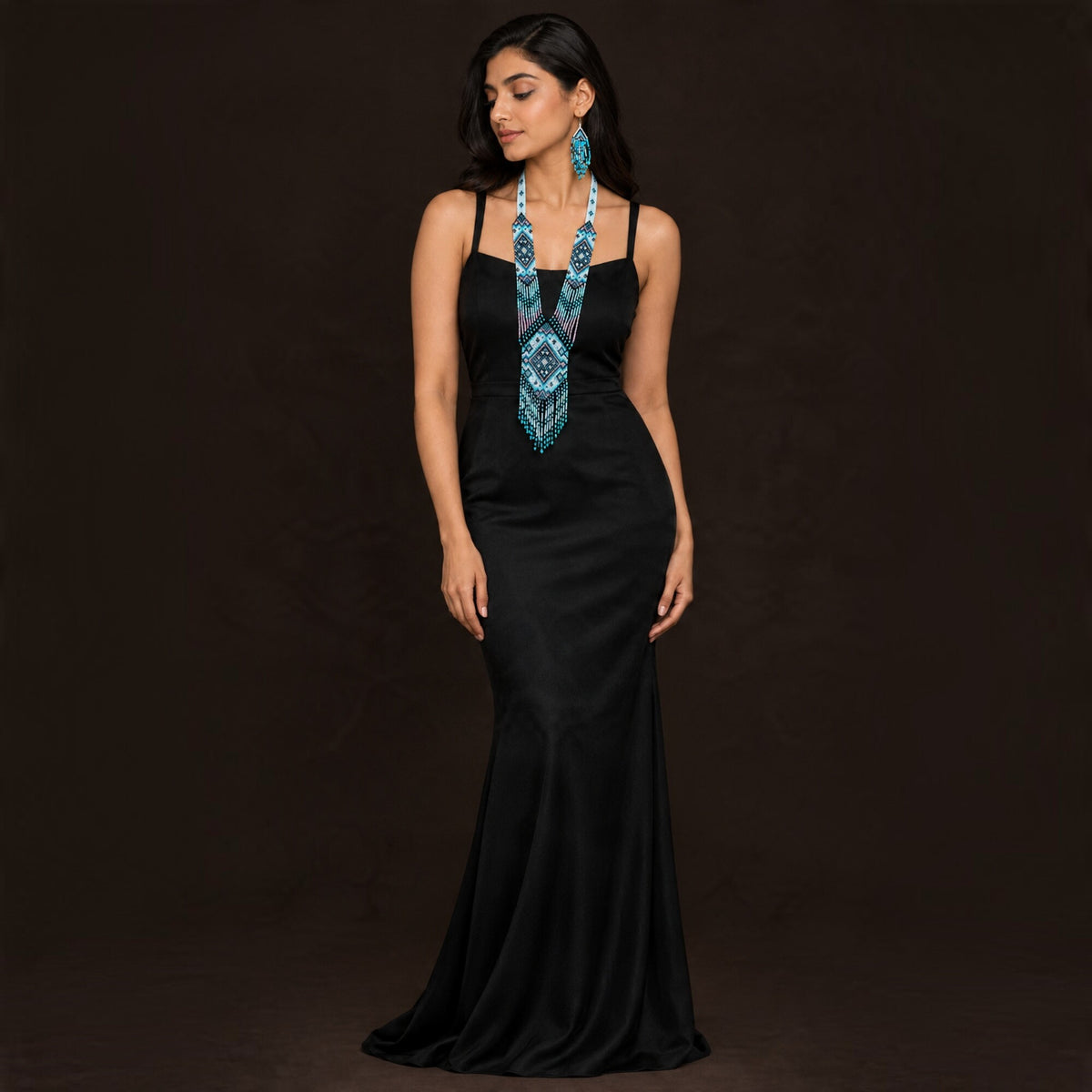 Blue Beaded Necklace Set