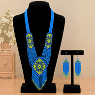Blue & Yellow Beaded Necklace Set
