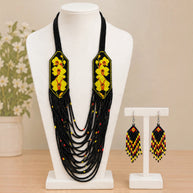 Black Beaded Multilayer Necklace Set