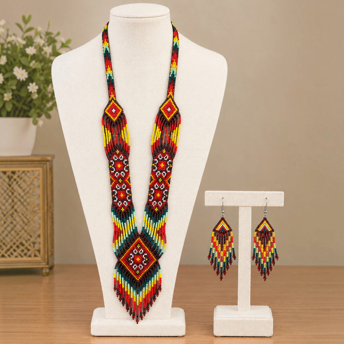 Multicolor Beaded Necklace Set