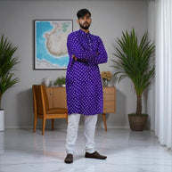 Purple Bandhani Cotton Kurta