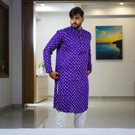 Purple Bandhani Cotton Kurta
