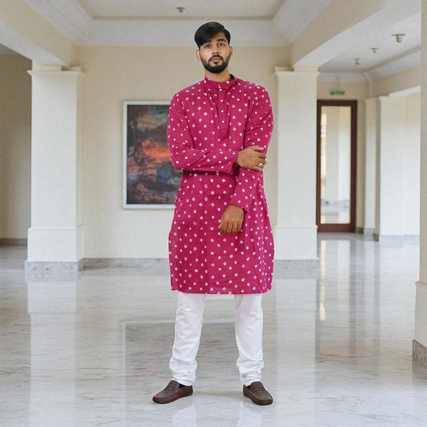 Magenta Bandhani Cotton Kurta