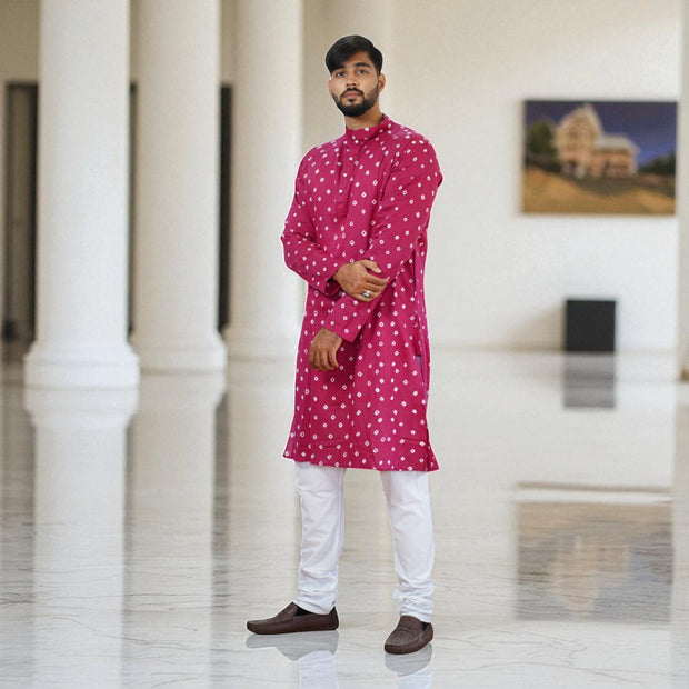 Magenta Bandhani Cotton Kurta