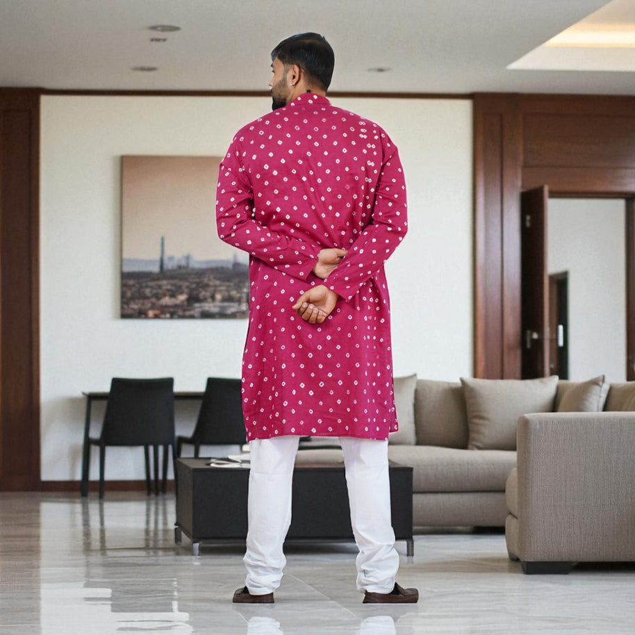 Magenta Bandhani Cotton Kurta