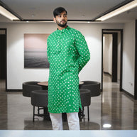 Green Bandhani Cotton Kurta