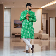 Green Bandhani Cotton Kurta