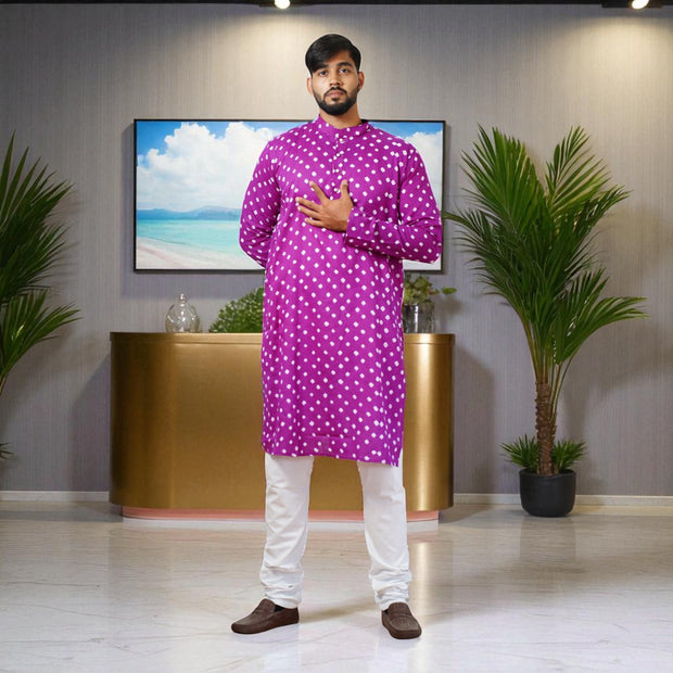 Plum Purple Bandhani Cotton Kurta