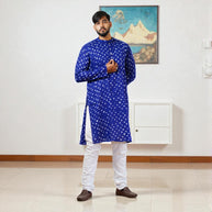 Blue Bandhani Cotton Kurta
