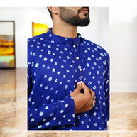 Blue Bandhani Cotton Kurta