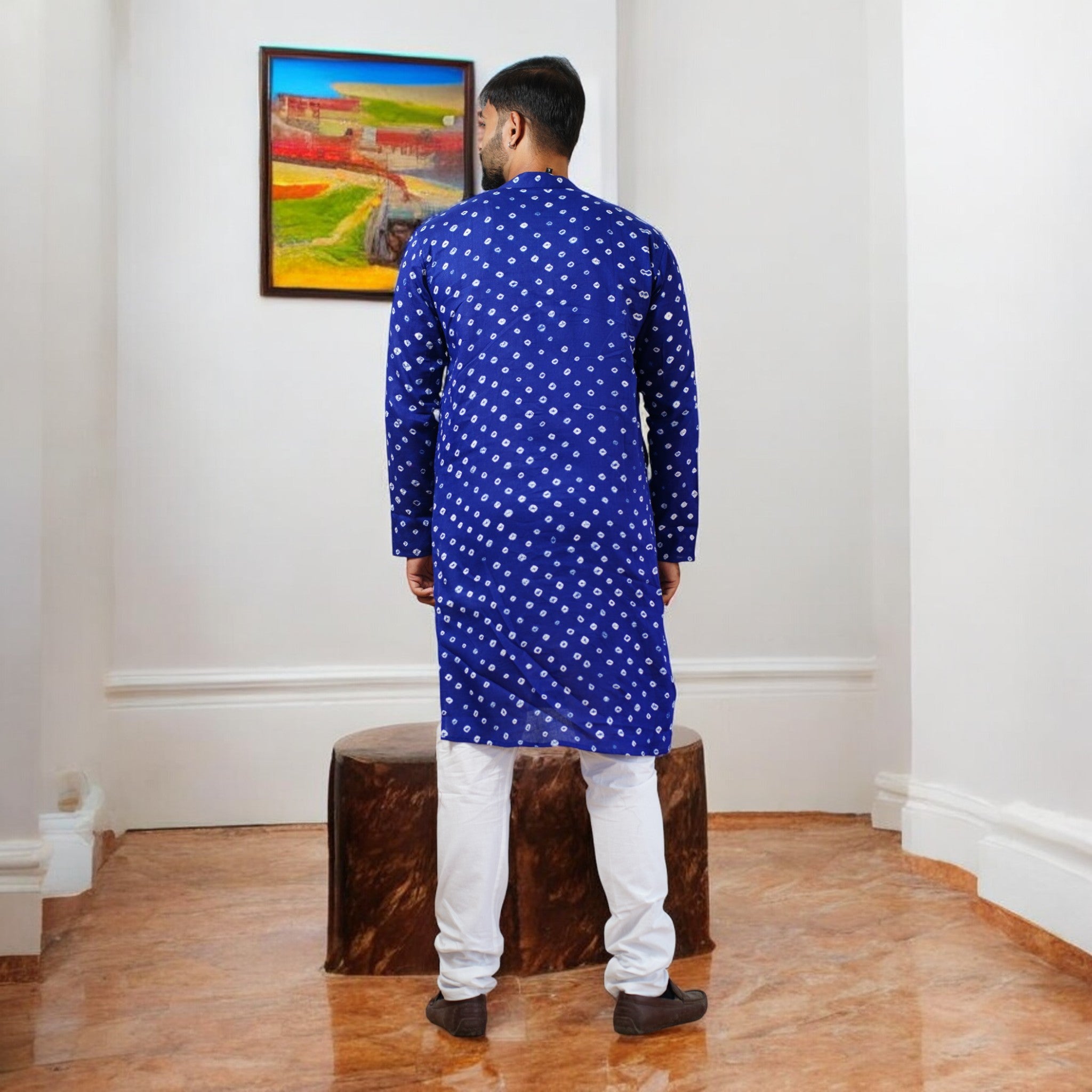 Blue Bandhani Cotton Kurta