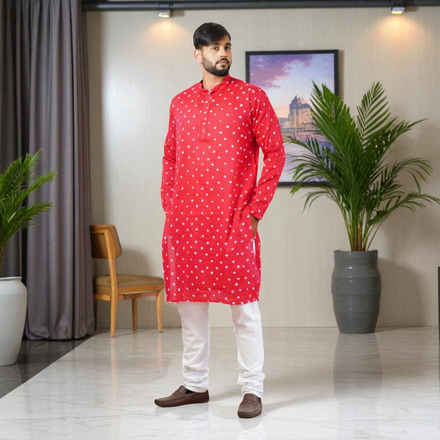 Rani Pink Bandhani Cotton Kurta
