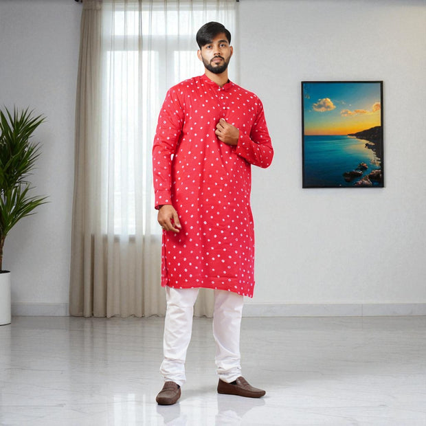 Rani Pink Bandhani Cotton Kurta