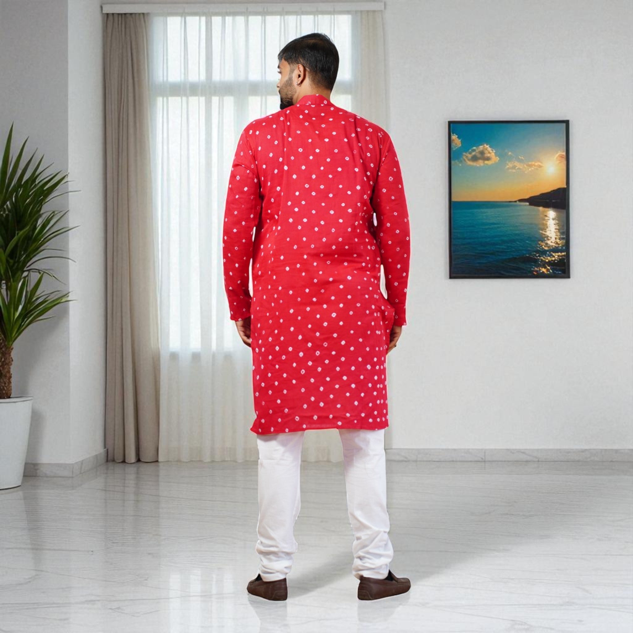 Rani Pink Bandhani Cotton Kurta