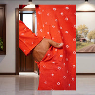 Red Bandhani Cotton Kurta