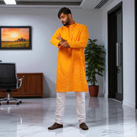Yellow Bandhani Cotton Kurta