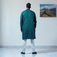 Bottle Green Bandhani Cotton Kurta
