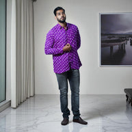 Plum Purple Hand Bandhej-Bandhini Cotton Mens Shirt