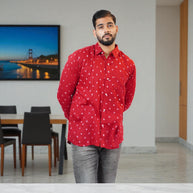 Maroon Hand Bandhej-Bandhini Cotton Mens Shirt