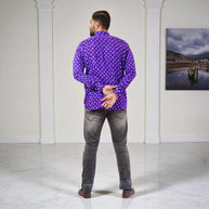 Purple Hand Bandhej-Bandhini Cotton Mens Shirt