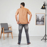 Brown Bandhani Cotton Short Kurta