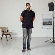 Black Bandhani Cotton Short Kurta