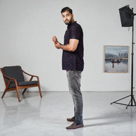 Black Bandhani Cotton Short Kurta