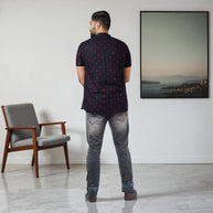 Black Bandhani Cotton Short Kurta