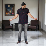 Black Bandhani Cotton Short Kurta