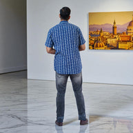 Indigo Stripe Handblock Print Cotton Shirt