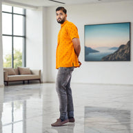 Orange Bandhani Cotton Short Kurta