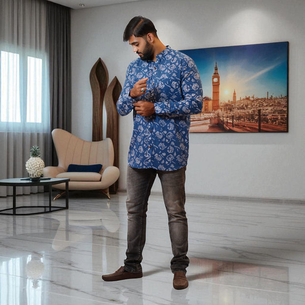BlueWhisper Handblock Cotton Short Kurta
