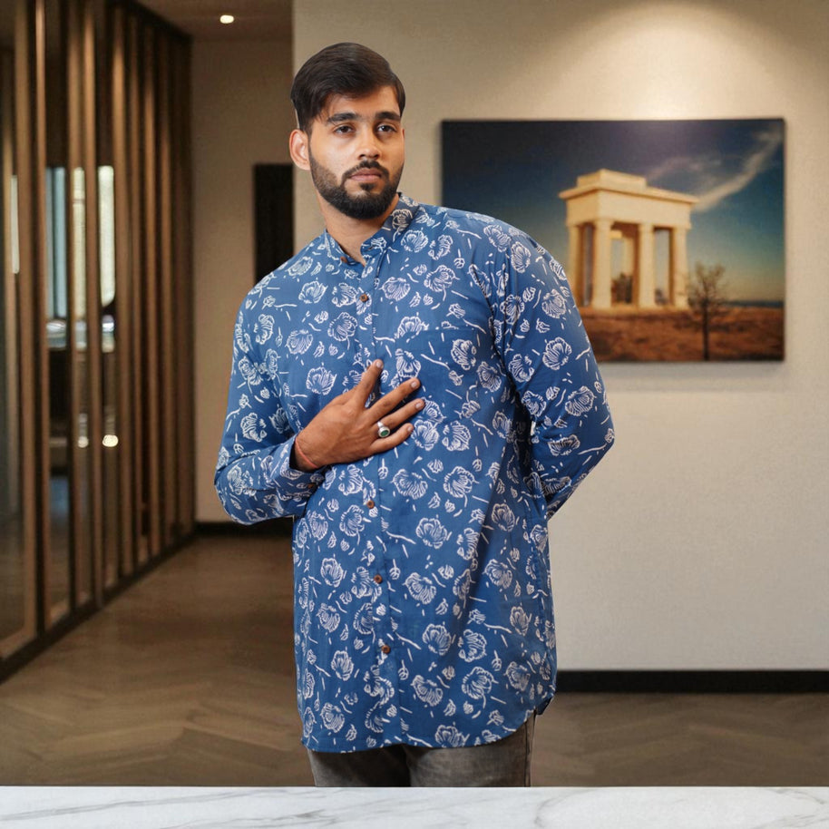 BlueWhisper Handblock Cotton Short Kurta
