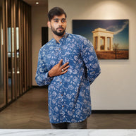 BlueWhisper Handblock Cotton Short Kurta