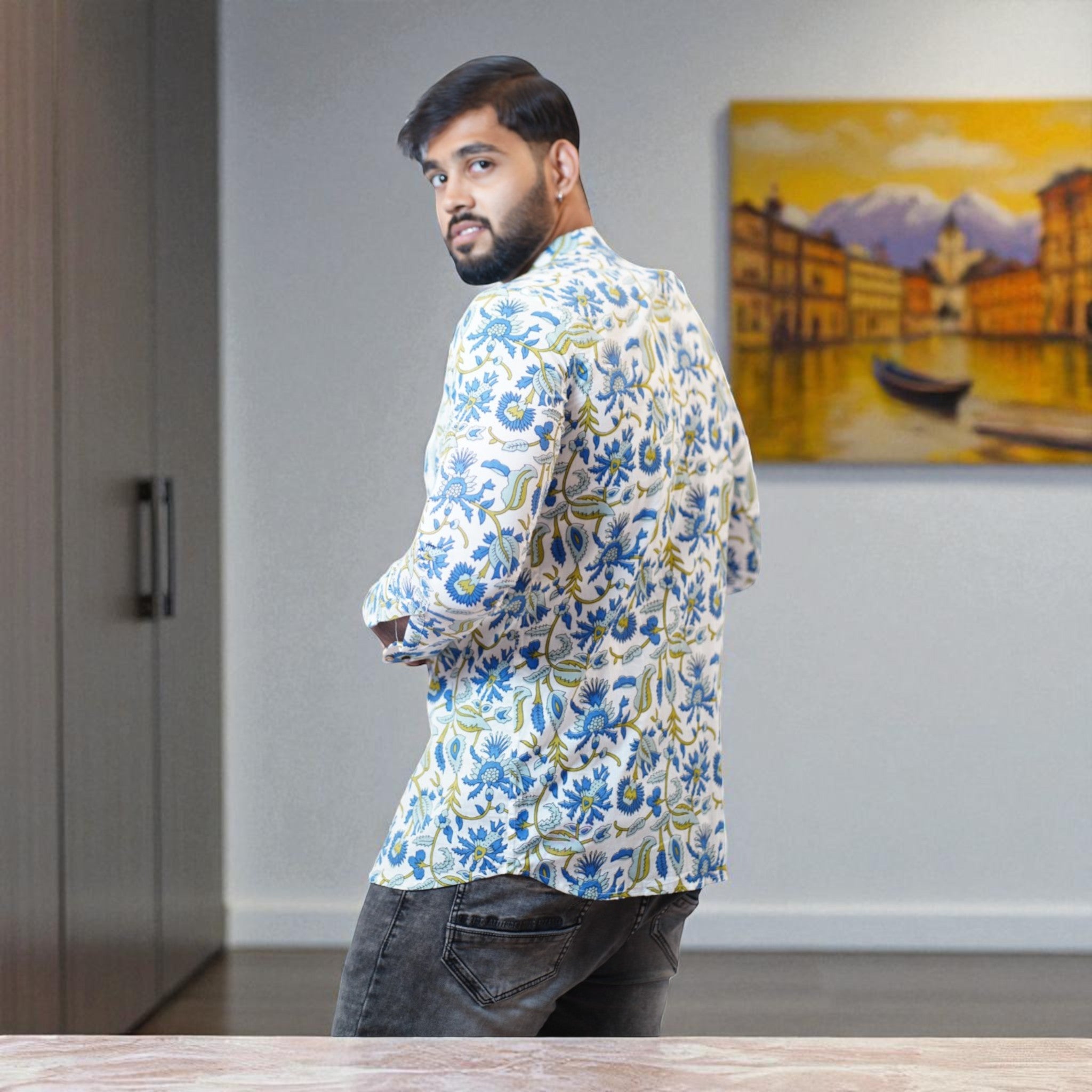 BlueWhirl Handblock Cotton Short Kurta