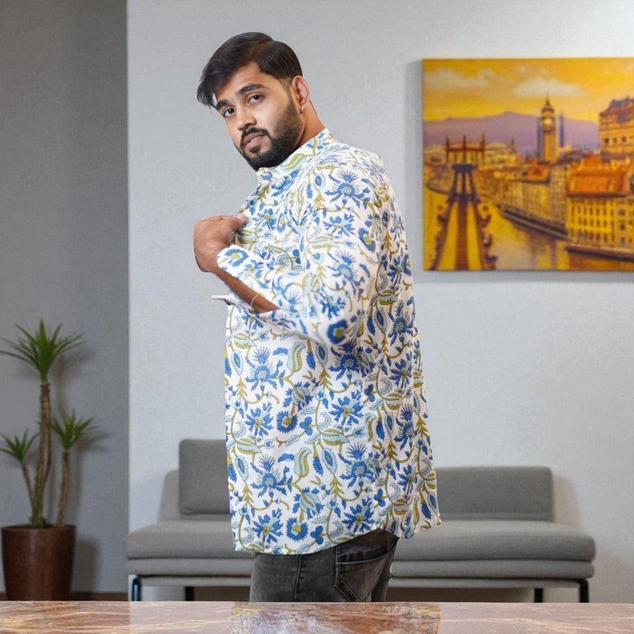 BlueWhirl Handblock Cotton Short Kurta