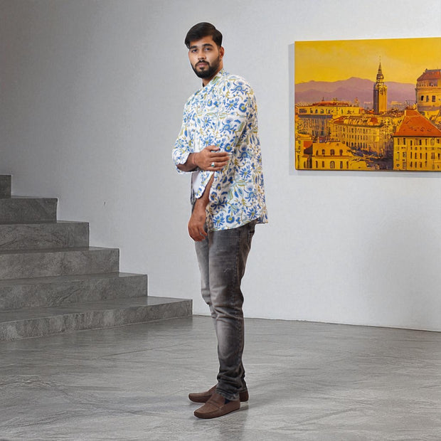 BlueWhirl Handblock Cotton Short Kurta