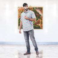 Artsy Hand Block Print Mens Shirt
