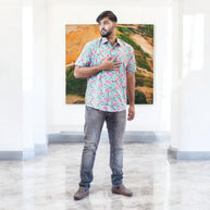 Artsy Hand Block Print Mens Shirt