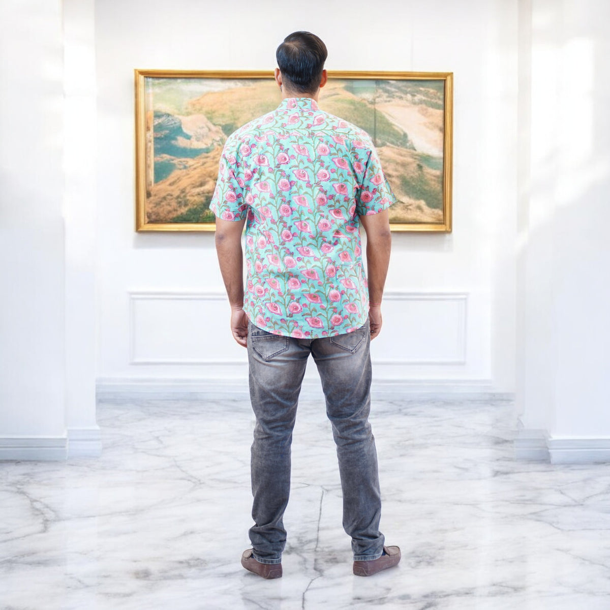 Artsy Hand Block Print Mens Shirt
