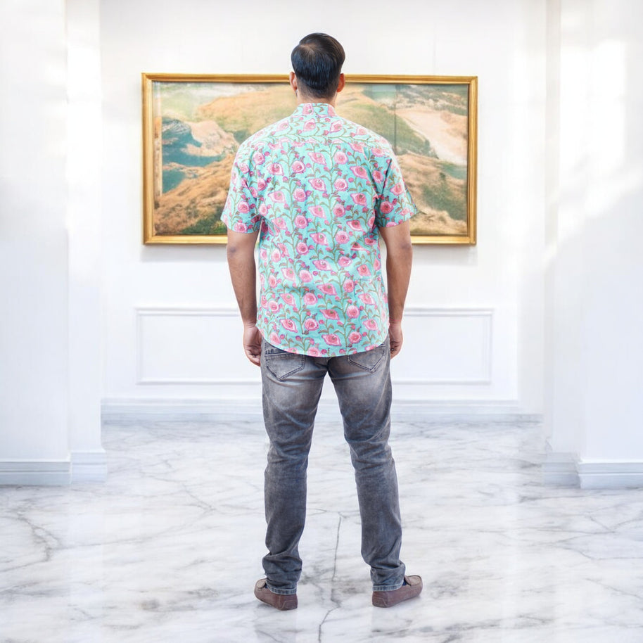 Artsy Hand Block Print Mens Shirt
