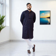 Black Bandhani Cotton Kurta