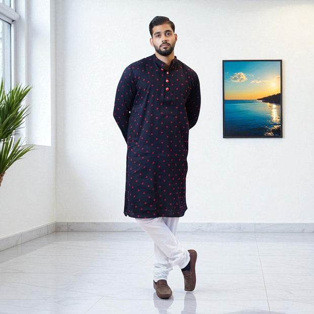 Black Bandhani Cotton Kurta