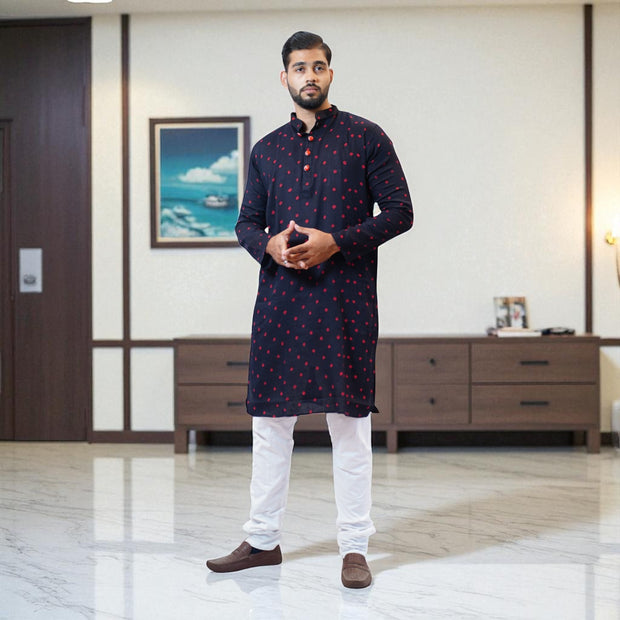 Black Bandhani Cotton Kurta