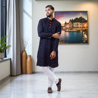 Black Bandhani Cotton Kurta