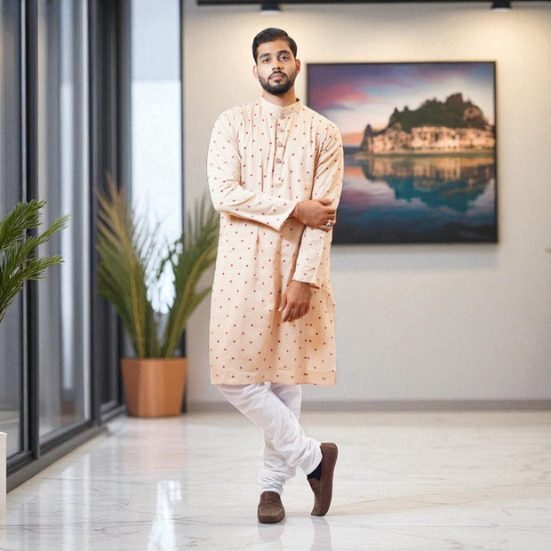 Beige Bliss Bandhani Cotton Kurta