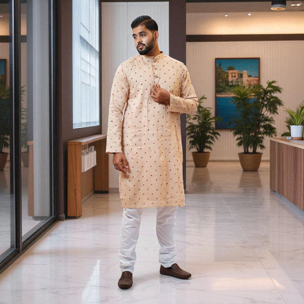 Beige Bliss Bandhani Cotton Kurta