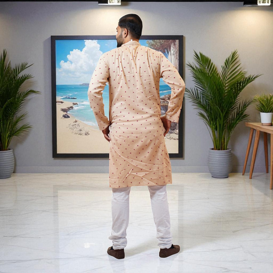 Beige Bliss Bandhani Cotton Kurta