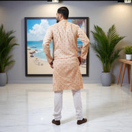 Beige Bliss Bandhani Cotton Kurta