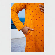 Orange Bandhani Cotton Kurta
